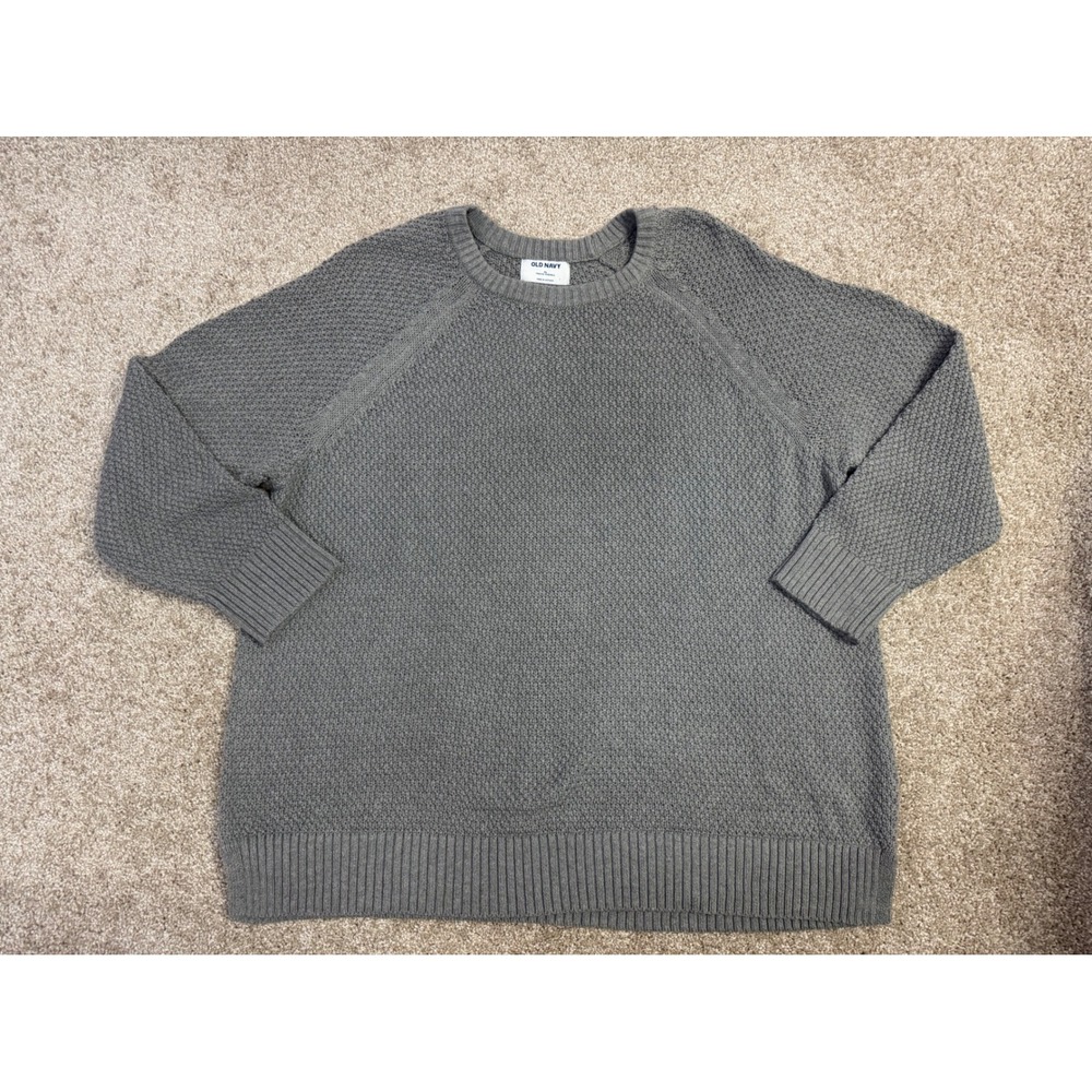 Old Navy Womens XL Gray Textured Knit Raglan Sweater Crew Neck Pullover